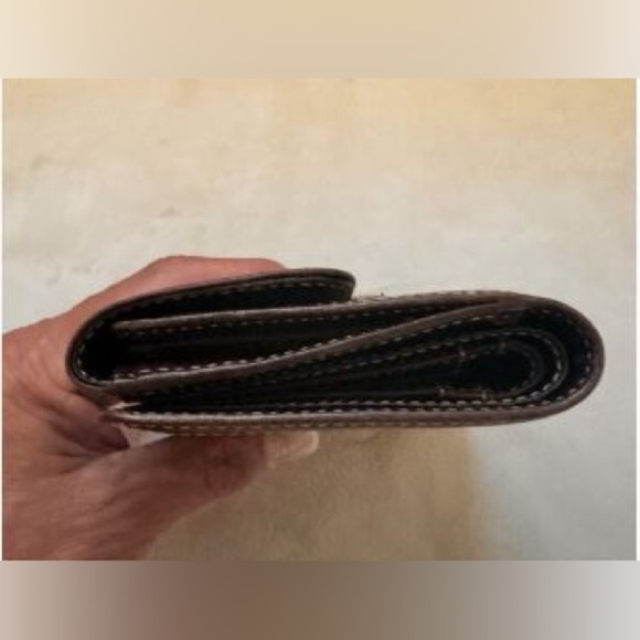 Burberry Blue Label Small Folding Wallet-6 Card Slots White Plaid Brown Leather - Picture 10 of 14